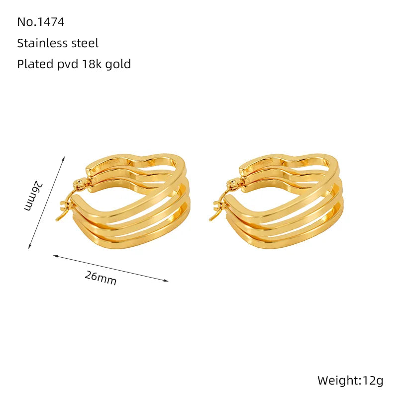 1 Pair Simple Style Classic Style Heart Shape Plating 304 Stainless Steel 18K Gold Plated Ear Studs