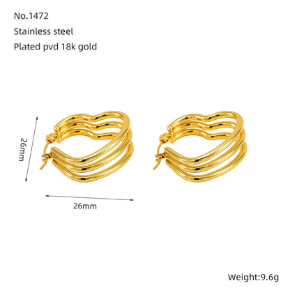 1 Pair Simple Style Classic Style Heart Shape Plating 304 Stainless Steel 18K Gold Plated Ear Studs