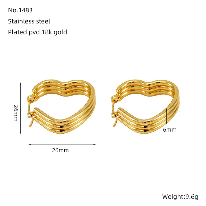 1 Pair Simple Style Classic Style Heart Shape Plating 304 Stainless Steel 18K Gold Plated Ear Studs