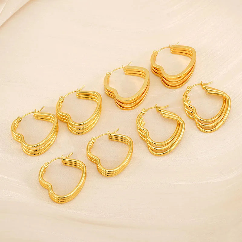 1 Pair Simple Style Classic Style Heart Shape Plating 304 Stainless Steel 18K Gold Plated Ear Studs