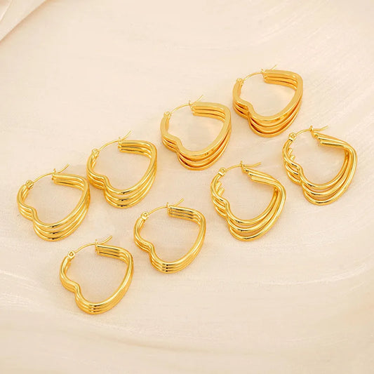 1 Pair Simple Style Classic Style Heart Shape Plating 304 Stainless Steel 18K Gold Plated Ear Studs