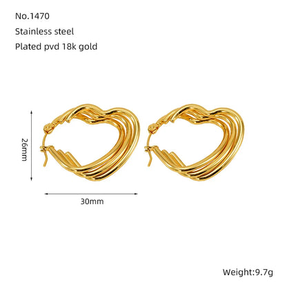 1 Pair Simple Style Classic Style Heart Shape Plating 304 Stainless Steel 18K Gold Plated Ear Studs