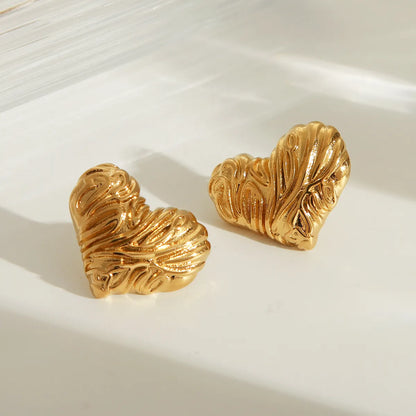 1 Pair Simple Style Classic Style Heart Shape Plating 304 Stainless Steel 18K Gold Plated Ear Studs