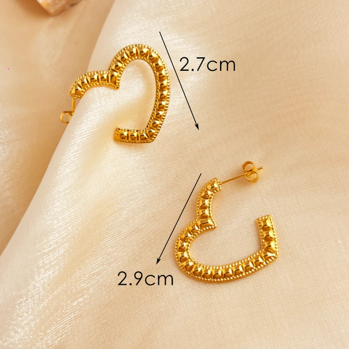 1 Pair Simple Style Classic Style Heart Shape Plating 304 Stainless Steel 18K Gold Plated Ear Studs