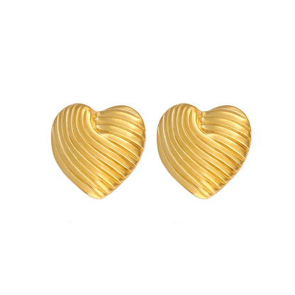 1 Pair Simple Style Classic Style Heart Shape Plating 304 Stainless Steel 316 Stainless Steel  18K Gold Plated Ear Studs