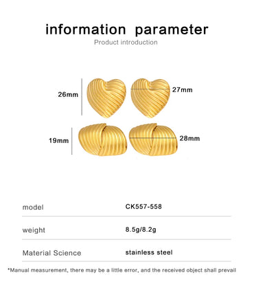 1 Pair Simple Style Classic Style Heart Shape Plating 304 Stainless Steel 316 Stainless Steel  18K Gold Plated Ear Studs