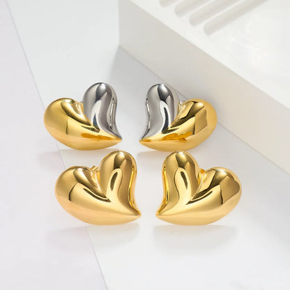 1 Pair Simple Style Classic Style Heart Shape Plating 304 Stainless Steel Ear Studs