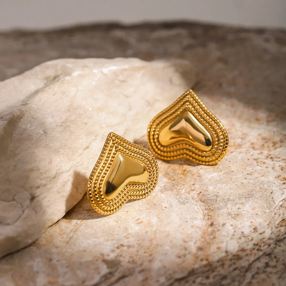 1 Pair Simple Style Classic Style Heart Shape Plating 316 Stainless Steel  18K Gold Plated Ear Studs