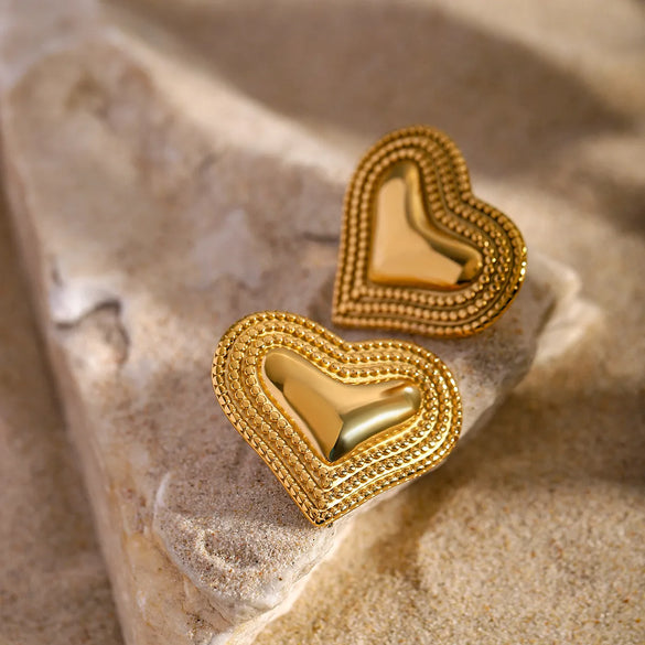 1 Pair Simple Style Classic Style Heart Shape Plating 316 Stainless Steel  18K Gold Plated Ear Studs