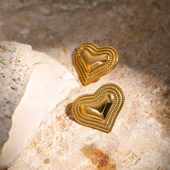 1 Pair Simple Style Classic Style Heart Shape Plating 316 Stainless Steel  18K Gold Plated Ear Studs