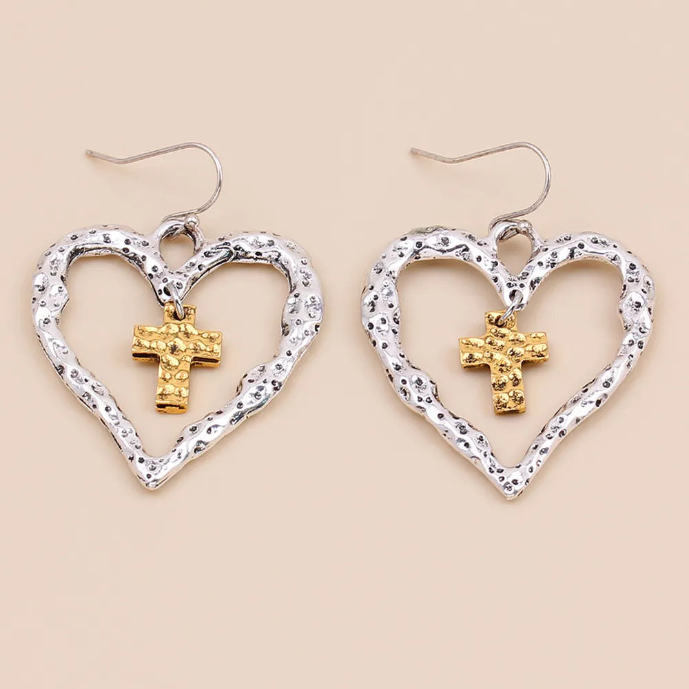 1 Pair Simple Style Classic Style Heart Shape Plating Alloy Drop Earrings