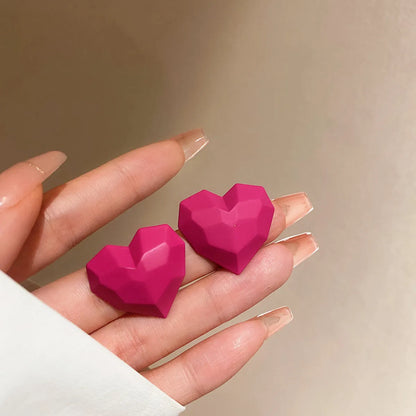 1 Pair Simple Style Classic Style Heart Shape Plating Alloy Ear Studs