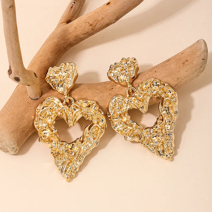 1 Pair Simple Style Classic Style Heart Shape Plating Alloy Zinc Gold Plated Drop Earrings