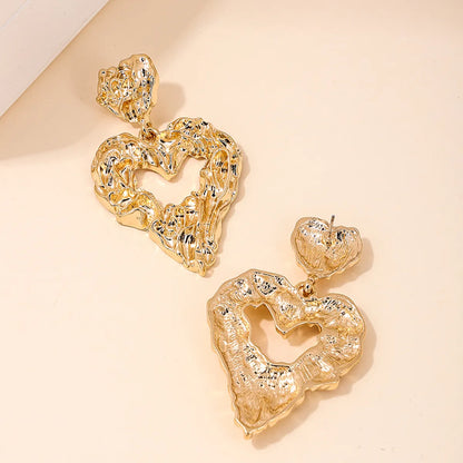 1 Pair Simple Style Classic Style Heart Shape Plating Alloy Zinc Gold Plated Drop Earrings