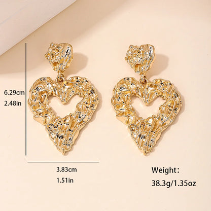 1 Pair Simple Style Classic Style Heart Shape Plating Alloy Zinc Gold Plated Drop Earrings