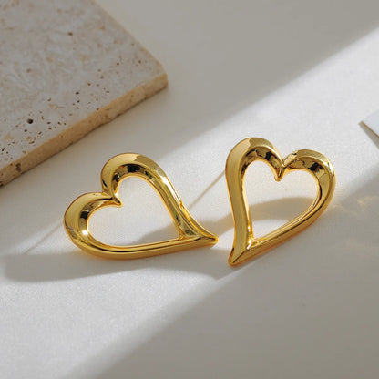 1 Pair Simple Style Classic Style Heart Shape Plating Copper 18K Gold Plated Drop Earrings