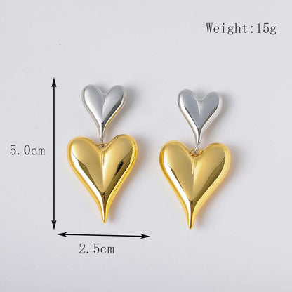 1 Pair Simple Style Classic Style Heart Shape Plating Copper 18K Gold Plated Drop Earrings