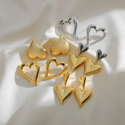 1 Pair Simple Style Classic Style Heart Shape Plating Copper 18K Gold Plated Drop Earrings