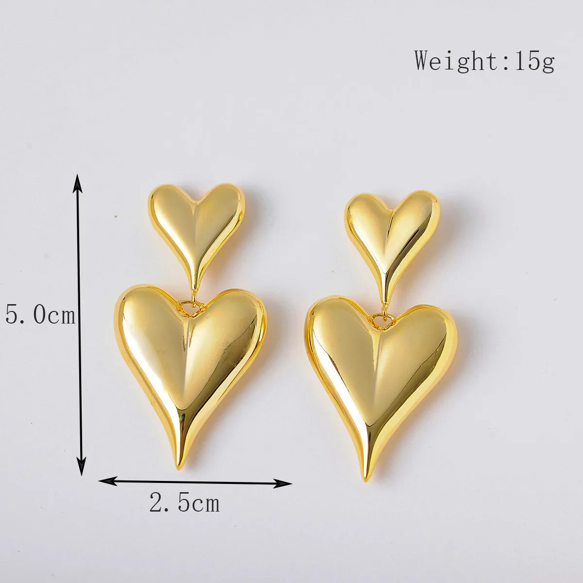 1 Pair Simple Style Classic Style Heart Shape Plating Copper 18K Gold Plated Drop Earrings