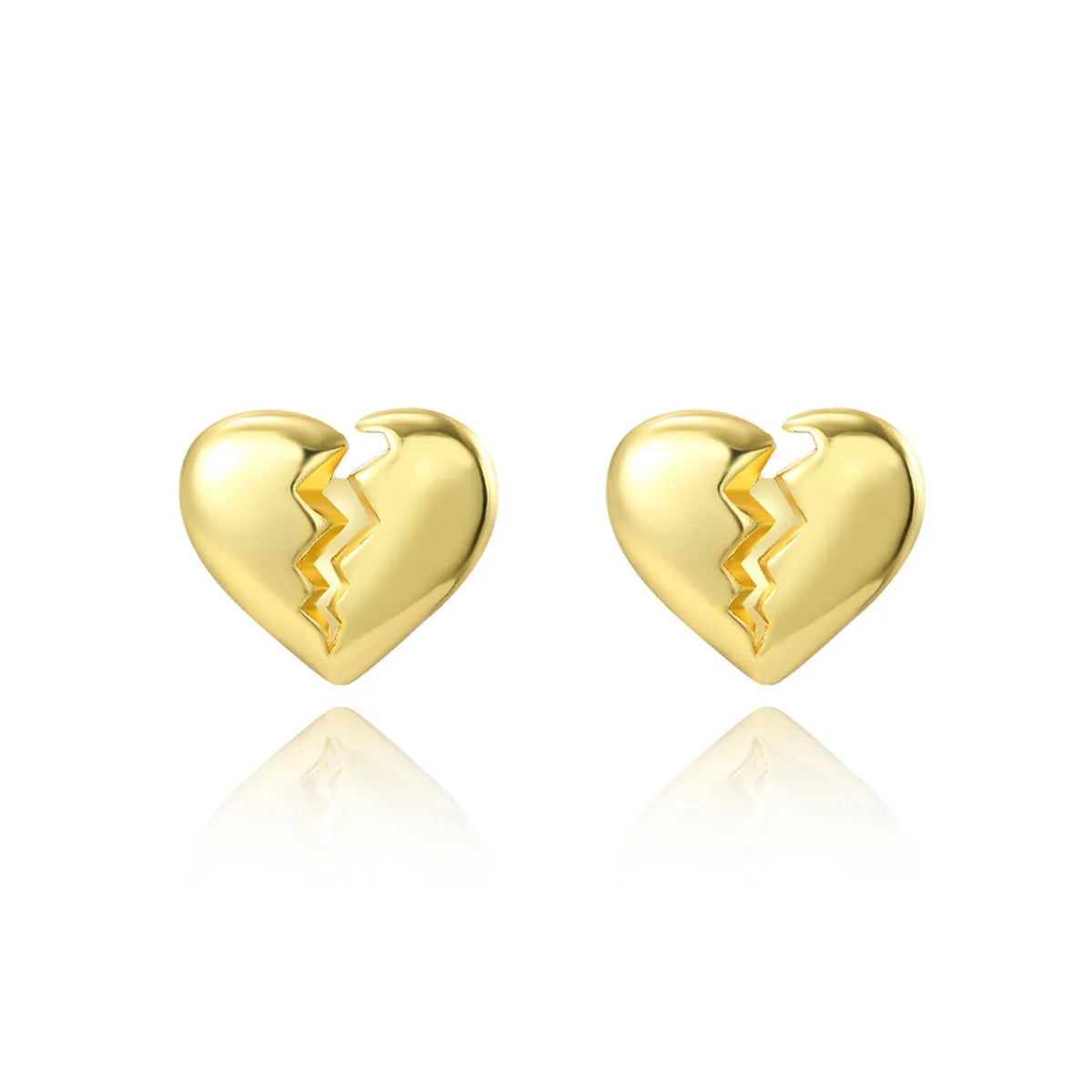 1 Pair Simple Style Classic Style Heart Shape Plating Copper 18K Gold Plated Ear Studs