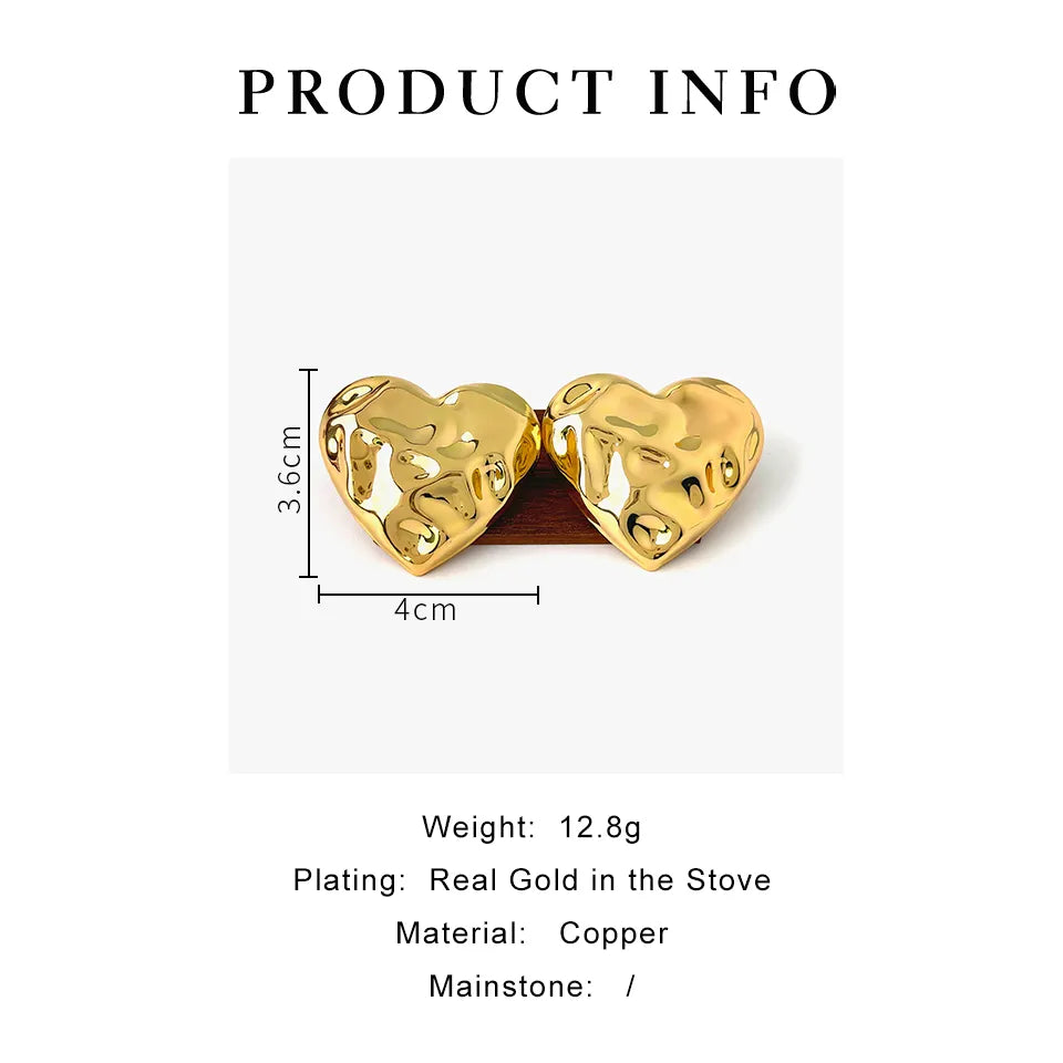 1 Pair Simple Style Classic Style Heart Shape Plating Copper 18K Gold Plated Ear Studs