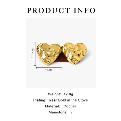 1 Pair Simple Style Classic Style Heart Shape Plating Copper 18K Gold Plated Ear Studs