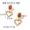 1 Pair Simple Style Classic Style Heart Shape Plating Inlay 304 Stainless Steel Natural Stone 18K Gold Plated Drop Earrings