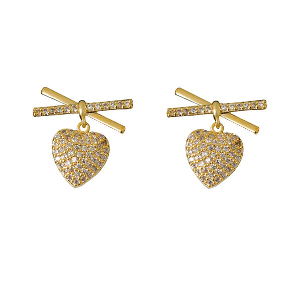 1 Pair Simple Style Classic Style Heart Shape Plating Inlay Copper Zircon 16K Gold Plated Drop Earrings