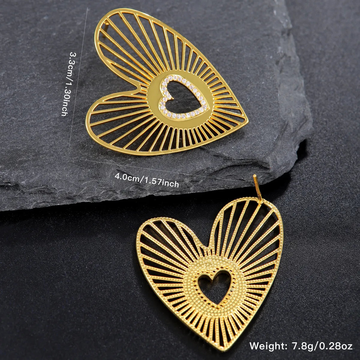 1 Pair Simple Style Classic Style Heart Shape Plating Inlay Copper Zircon 18K Gold Plated Ear Studs