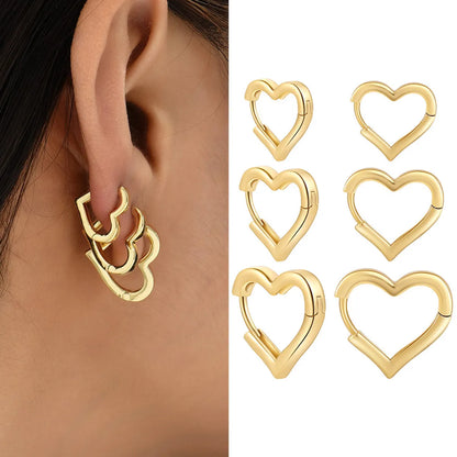 1 Pair Simple Style Classic Style Heart Shape Plating Stainless Steel Gold Plated Earrings