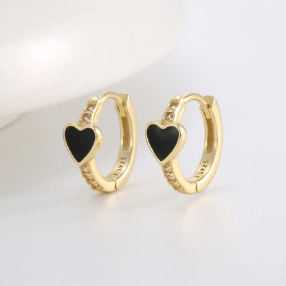 1 Pair Simple Style Classic Style Heart Shape Plating Sterling Silver Earrings