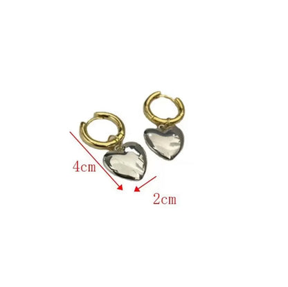 1 Pair Simple Style Classic Style Heart Shape Plating Titanium Steel 18k Gold Plated Drop Earrings