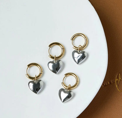 1 Pair Simple Style Classic Style Heart Shape Plating Titanium Steel 18k Gold Plated Drop Earrings