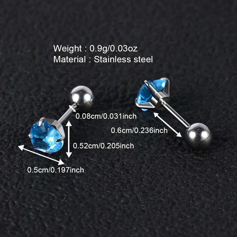 1 Pair Simple Style Classic Style Heart Shape Polishing Inlay 302 Stainless Steel Zircon Ear Studs