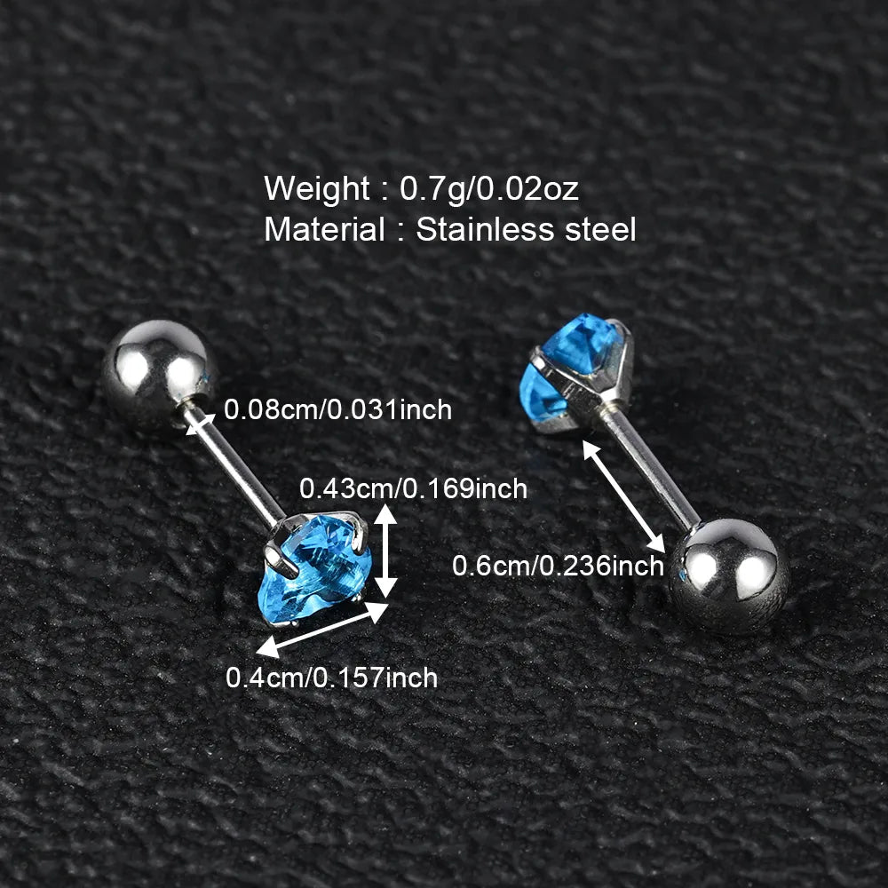 1 Pair Simple Style Classic Style Heart Shape Polishing Inlay 302 Stainless Steel Zircon Ear Studs