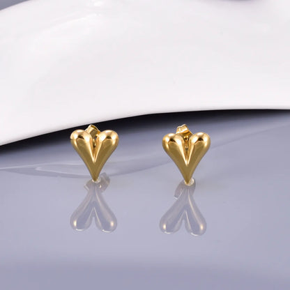 1 Pair Simple Style Classic Style Heart Shape Solid Color Plating 304 Stainless Steel Titanium Steel 18K Gold Plated Ear Studs