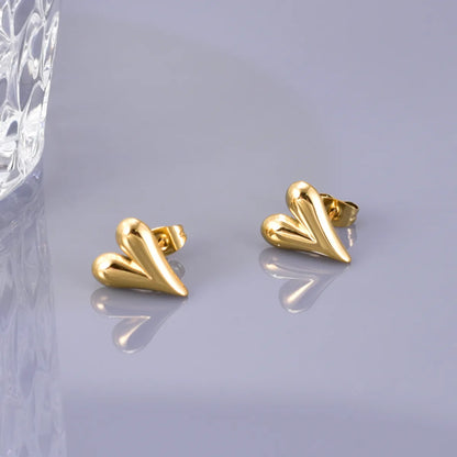 1 Pair Simple Style Classic Style Heart Shape Solid Color Plating 304 Stainless Steel Titanium Steel 18K Gold Plated Ear Studs