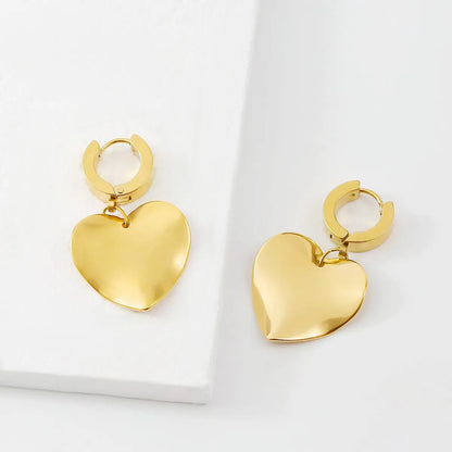 1 Pair Simple Style Classic Style Heart Shape 304 Stainless Steel 18K Gold Plated Drop Earrings