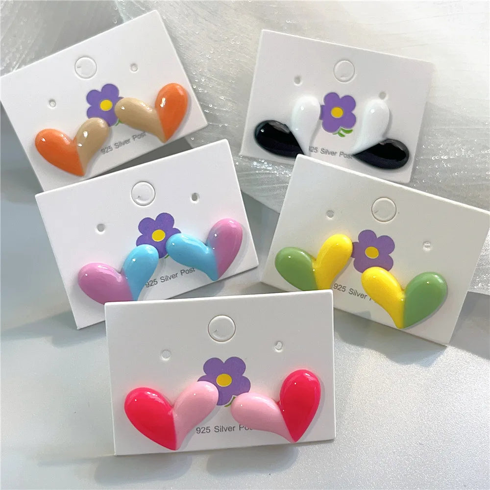 1 Pair Simple Style Classic Style Heart Shape Stoving Varnish Arylic Ear Studs