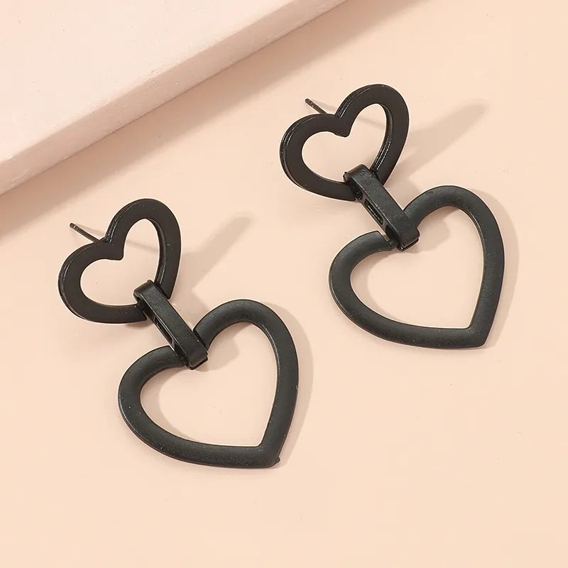 1 Pair Simple Style Classic Style Heart Shape Tassel Alloy Drop Earrings