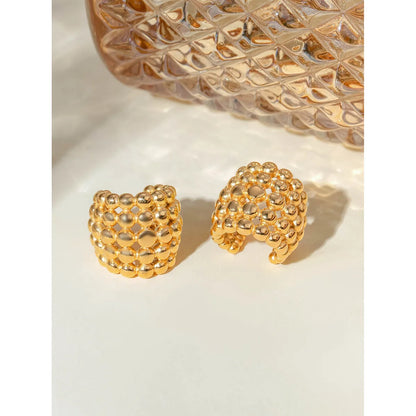 1 Pair Simple Style Classic Style Honeycomb Plating 304 Stainless Steel 18K Gold Plated Ear Cuffs