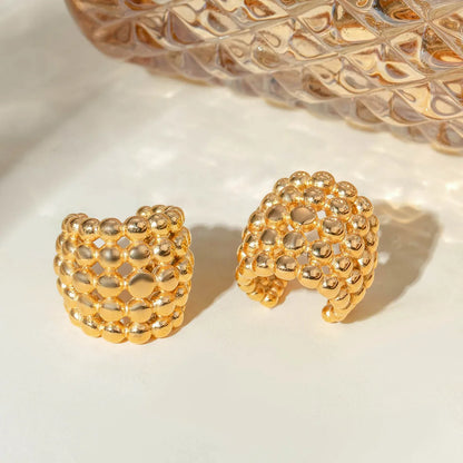 1 Pair Simple Style Classic Style Honeycomb Plating 304 Stainless Steel 18K Gold Plated Ear Cuffs