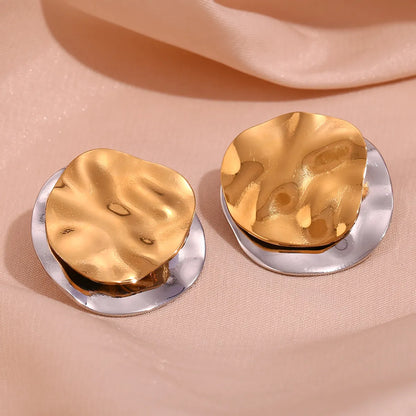 1 Pair Simple Style Classic Style Irregular Round Plating Stainless Steel 18k Gold Plated Ear Studs