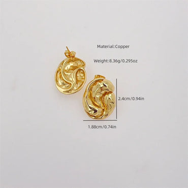 1 Pair Simple Style Classic Style Irregular Solid Color Plating Copper 18K Gold Plated Ear Studs