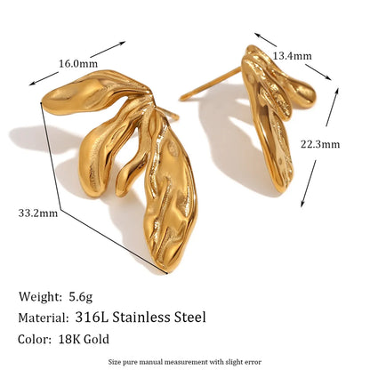 1 Pair Simple Style Classic Style Irregular Solid Color Plating Stainless Steel 18k Gold Plated Ear Studs