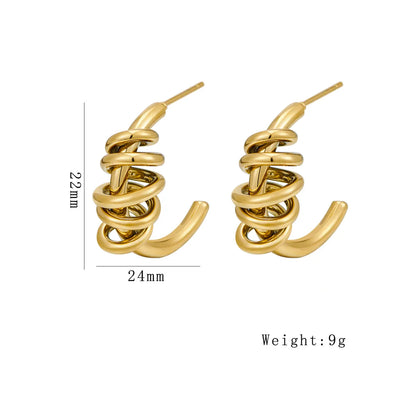 1 Pair Simple Style Classic Style Irregular Spiral Plating 304 Stainless Steel 18K Gold Plated Ear Studs