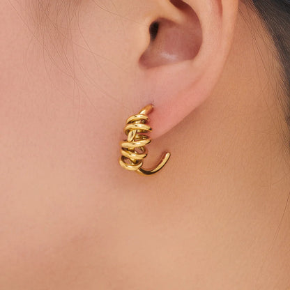 1 Pair Simple Style Classic Style Irregular Spiral Plating 304 Stainless Steel 18K Gold Plated Ear Studs