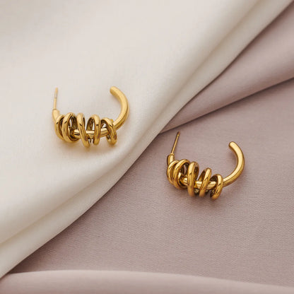 1 Pair Simple Style Classic Style Irregular Spiral Plating 304 Stainless Steel 18K Gold Plated Ear Studs