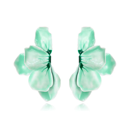 1 Pair Simple Style Classic Style Leaf Flower Enamel Iron Ear Studs