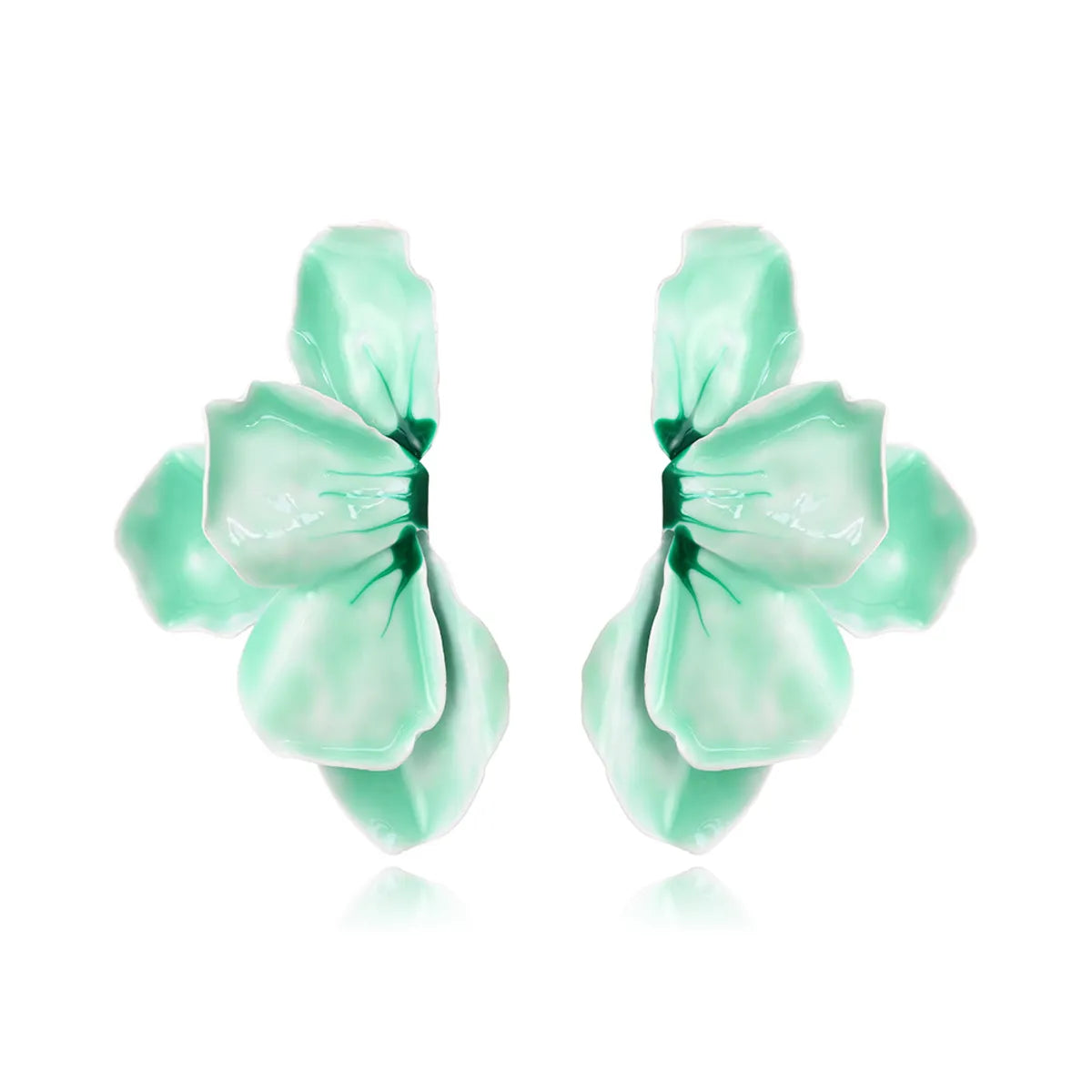 1 Pair Simple Style Classic Style Leaf Flower Enamel Iron Ear Studs